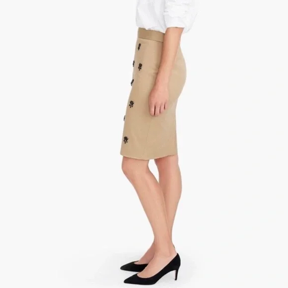 NWT J. Crew No. 2 Pencil Skirt in Embellished Jeweled Stretch Chino 8 - Picture 2 of 7